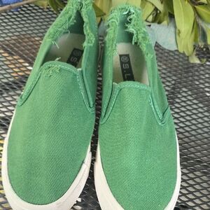 Green Slip-On Canvas Shoes